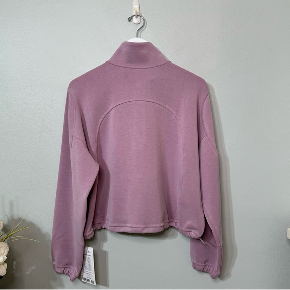 Lululemon Brushed Softstreme Half Zip Hoodie Pullover Rose Blush Size 12 NWT - Picture 12 of 16